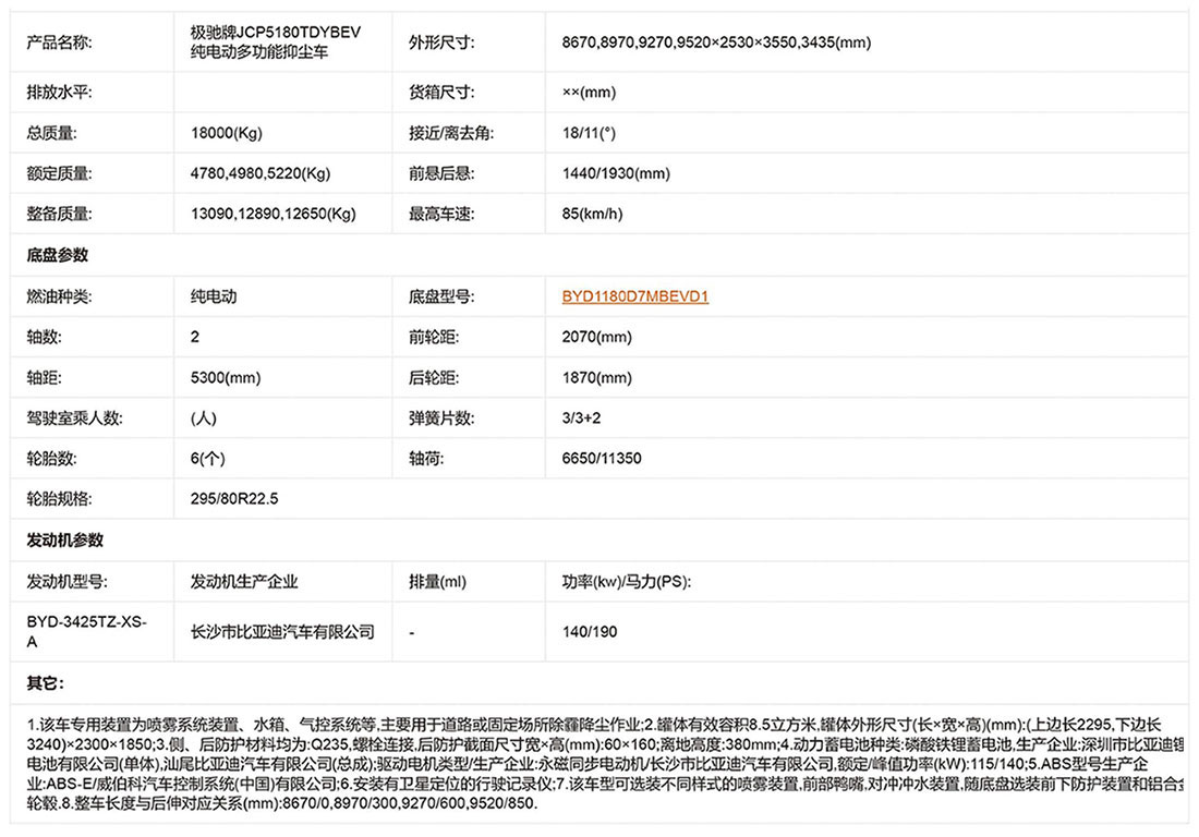 纯电动多功能抑尘车参数